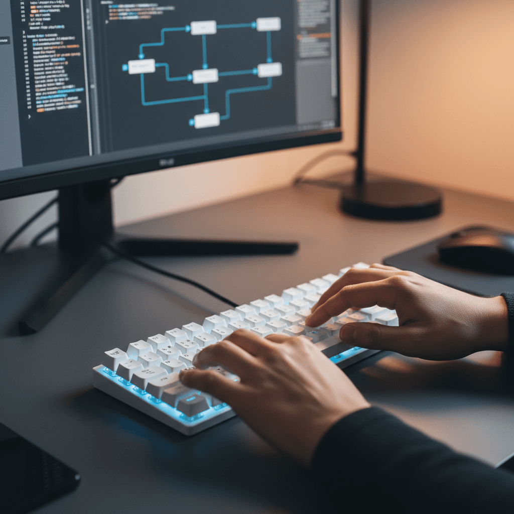 Software developer working on payment technology integration